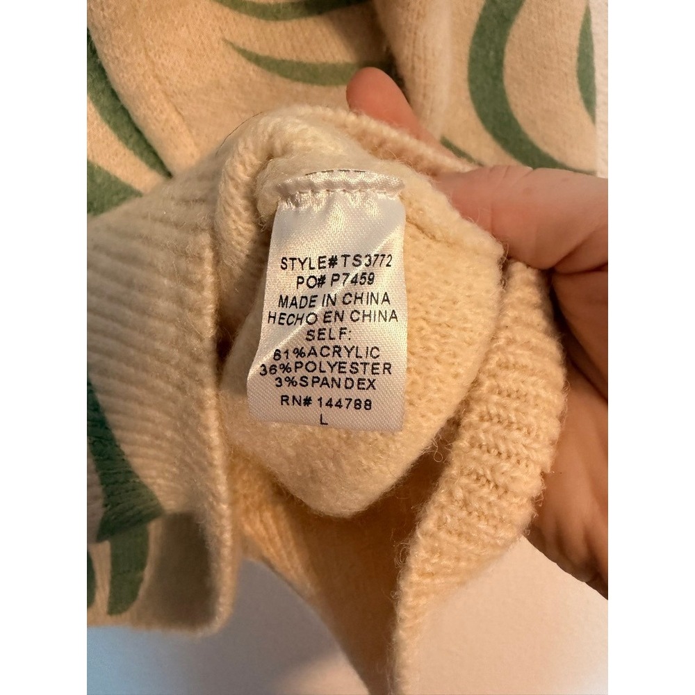 Heyday by Twenty Second Cream Green Swirl Abstract Knit Sweater TS3772 Womens L - Picture 3 of 5